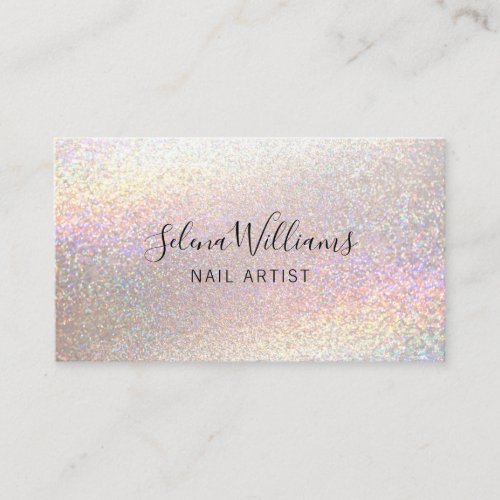 Glitter Holographic Sparkle Minimalist Script Business Card