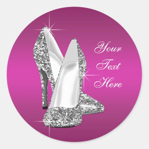 Glitter Hot Pink High Heel Shoe Stickers