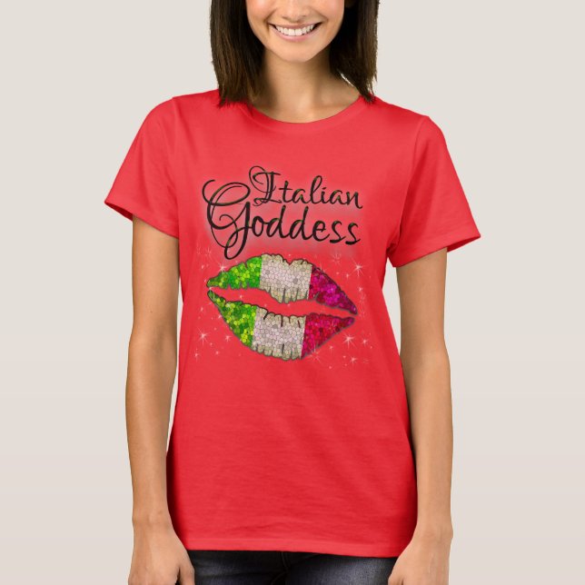 Glitter Italian Diva Princess Goddess Italia Italy T-Shirt (Front)