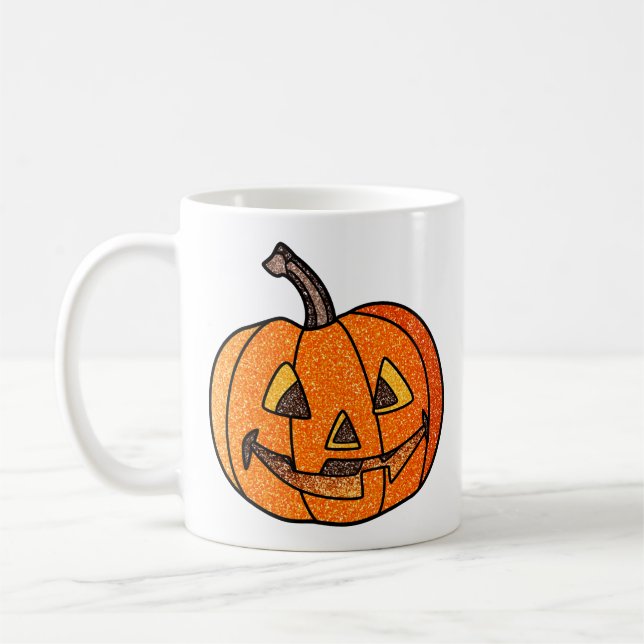 Glitter Jack O'Lantern Coffee Mug (Left)