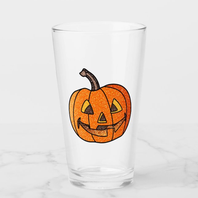 Glitter Jack O'Lantern Glass (Front)