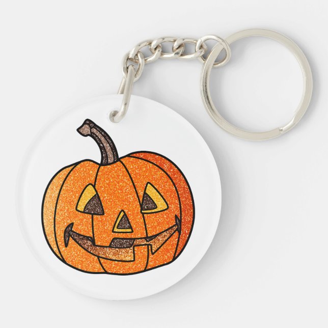 Glitter Jack O'Lantern Keychain (Back)