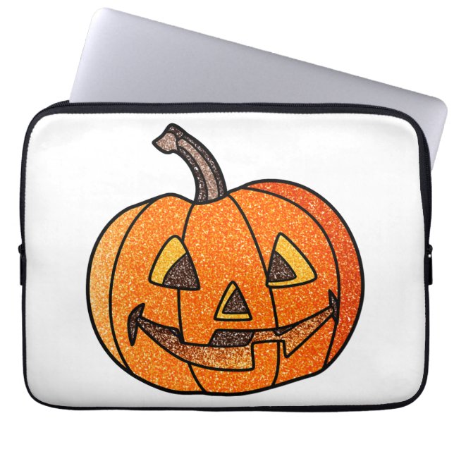 Glitter Jack O'Lantern Laptop Sleeve (Front)
