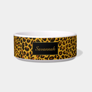 Glitter Jaguar Print Custom Cat Bowl