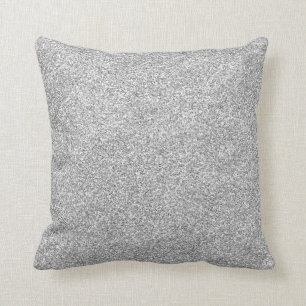 Glitter Jeweled White Silver Sparkle Stylish Faux Throw Pillow