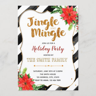 Glitter jingle and mingle party invitation
