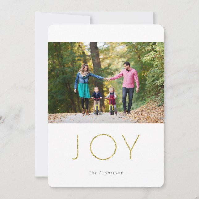 Glitter JOY Photo Holiday Card (Front)