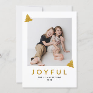 Glitter Joyful Photo Christmas Holiday Card