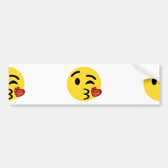 glitter kiss emoji bumper sticker (Front)