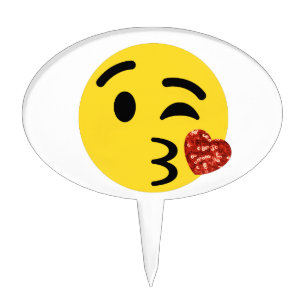 glitter kiss emoji cake topper