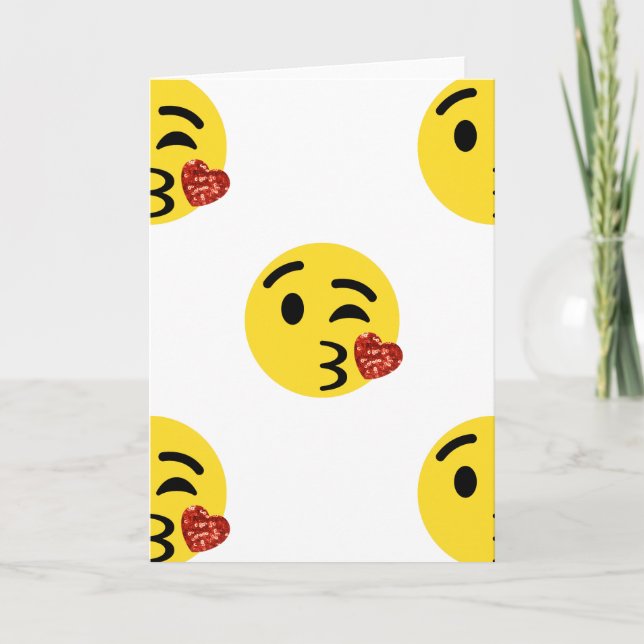 glitter kiss emoji holiday card (Front)