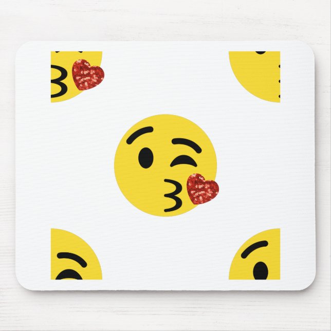 glitter kiss emoji mouse pad (Front)
