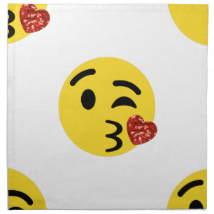glitter kiss emoji napkin
