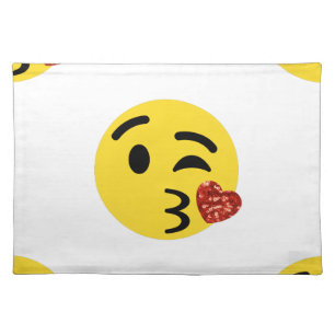 glitter kiss emoji placemat