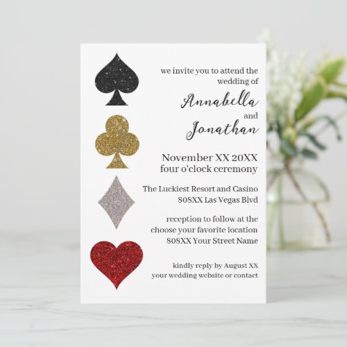 Glitter Las Vegas Casino Wedding Invitation