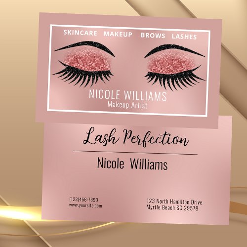 Glitter Lashes and Brows Beauty Makeup Business Card