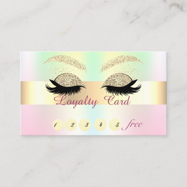 Glitter  Lashes Holographic Iridescen Loyalty Card (Front)