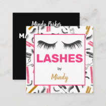 Glitter Lashes Makeup Artist Square Business Card