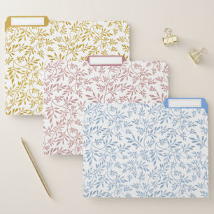 Glitter leaves pattern gold, gold rose, blue file folder