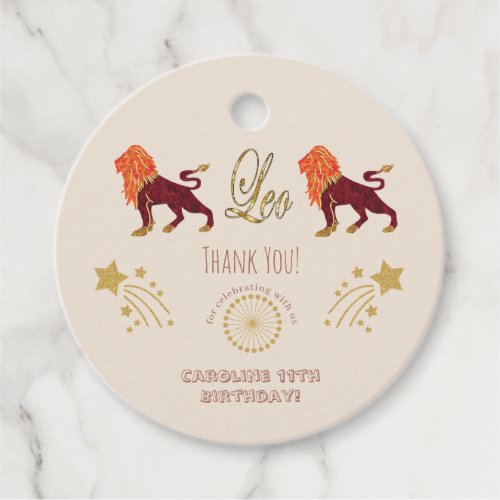 Glitter Leo Gold Shooting Stars Thank You Favor Tags