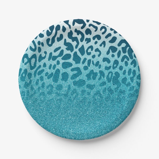 Glitter Leopard Paper Plates (Front)