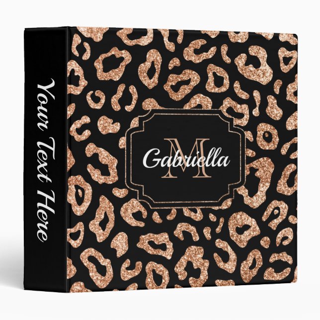 Glitter Leopard Print 3 Ring Binder (Front/Spine)