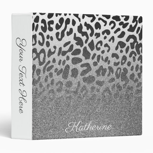 Glitter Leopard Print 3 Ring Binder (Front/Spine)