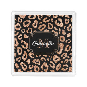 Glitter Leopard Print Acrylic Tray