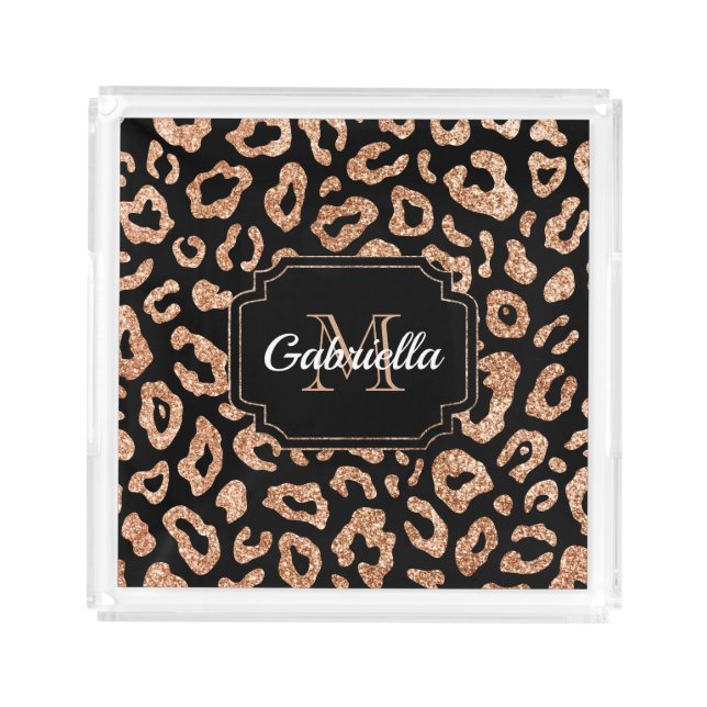 Glitter Leopard Print Acrylic Tray (Front)