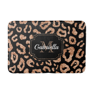 Glitter Leopard Print Bath Mat