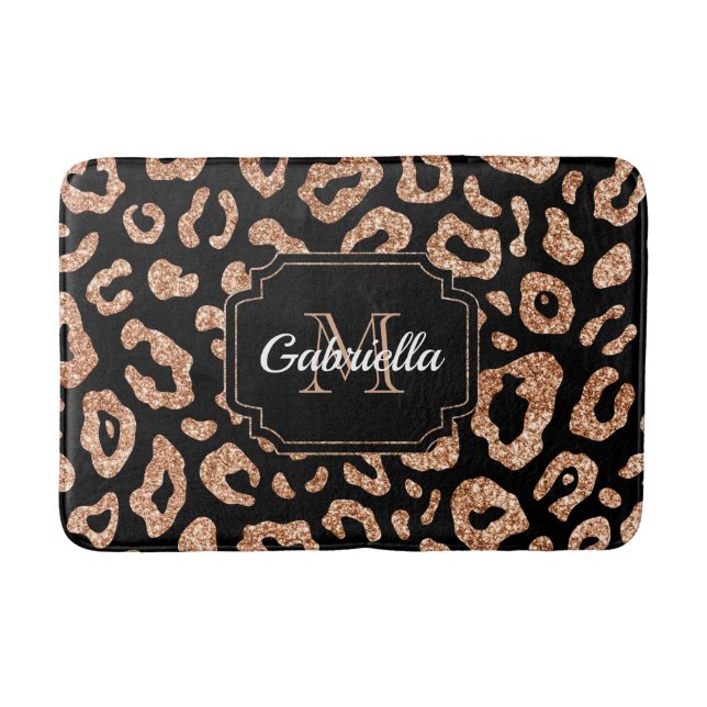 Glitter Leopard Print Bath Mat (Front)