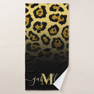 Glitter Leopard Print Bath Towel Set