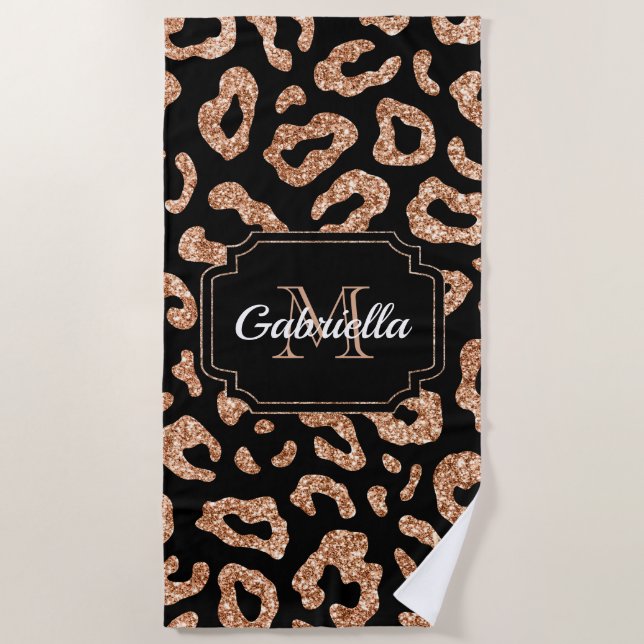 Glitter Leopard Print Beach Towel (Front)