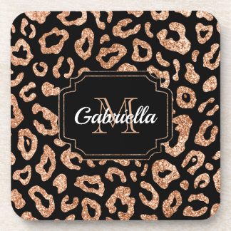 Glitter Leopard Print Beverage Coaster