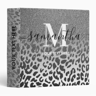 Glitter Leopard Print Calligraphy 3 Ring Binder