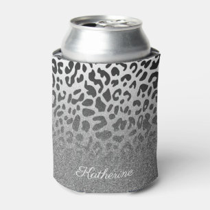 Glitter Leopard Print Can Cooler