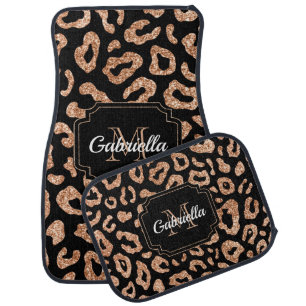 Glitter Leopard Print Car Floor Mat