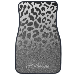 Glitter Leopard Print Car Floor Mat