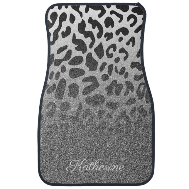 Glitter Leopard Print Car Floor Mat (Front)