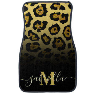 Glitter Leopard Print Car Floor Mat