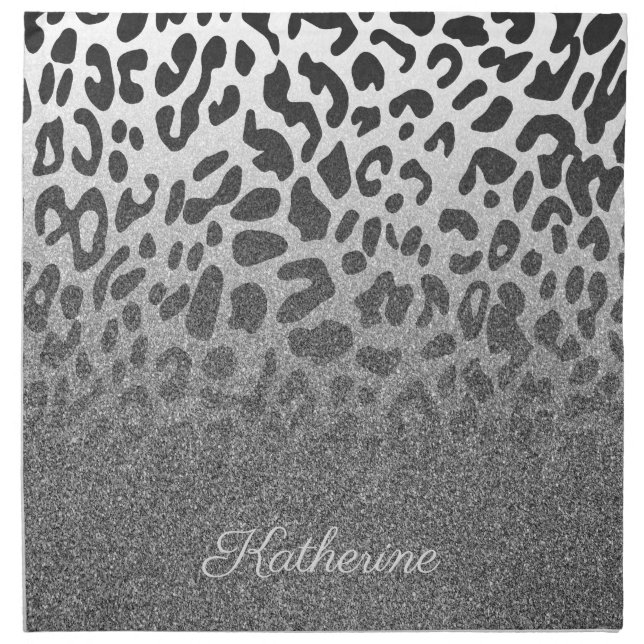 Glitter Leopard Print Cloth Napkin (Front)
