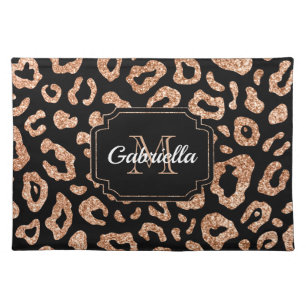Glitter Leopard Print Cloth Placemat