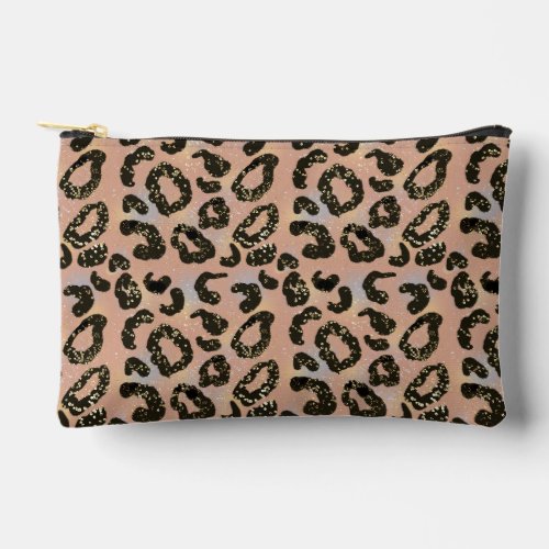 Glitter Leopard Print Cosmetic Toiletry Pouch Bag