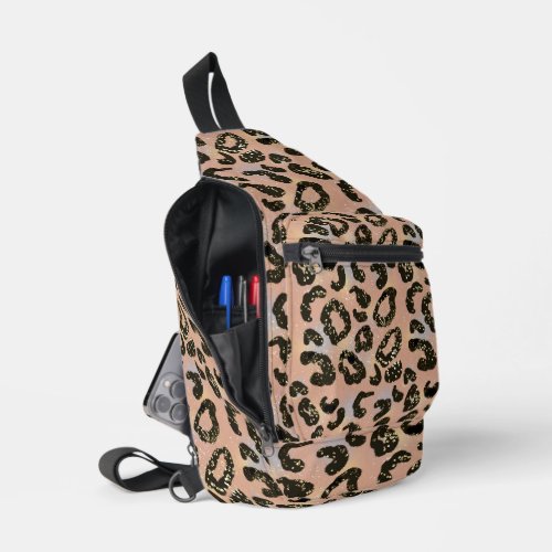 Glitter Leopard Print Crossbody Sling Bag