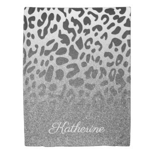 Glitter Leopard Print Duvet Cover