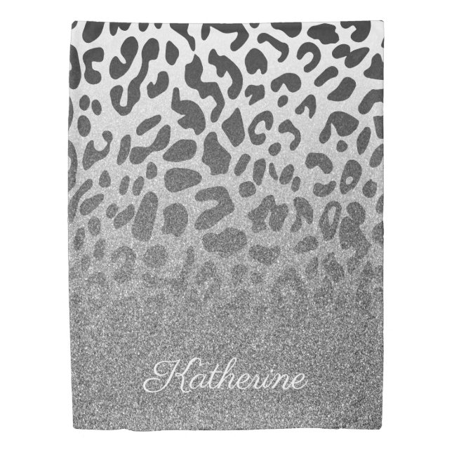 Glitter Leopard Print Duvet Cover (Front)