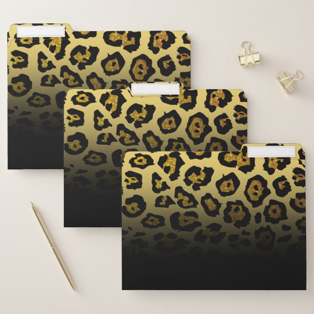 Glitter Leopard Print File Folder (Set)