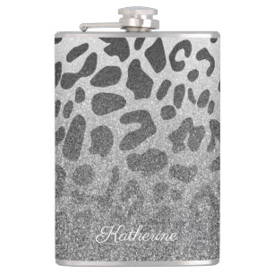 Glitter Leopard Print Flask