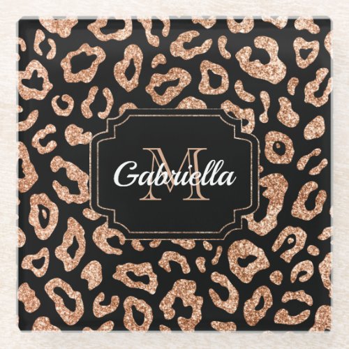 Glitter Leopard Print Glass Coaster