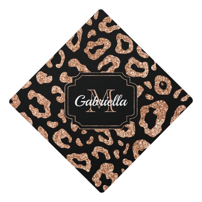 Glitter Leopard Print Graduation Cap Topper (Front)